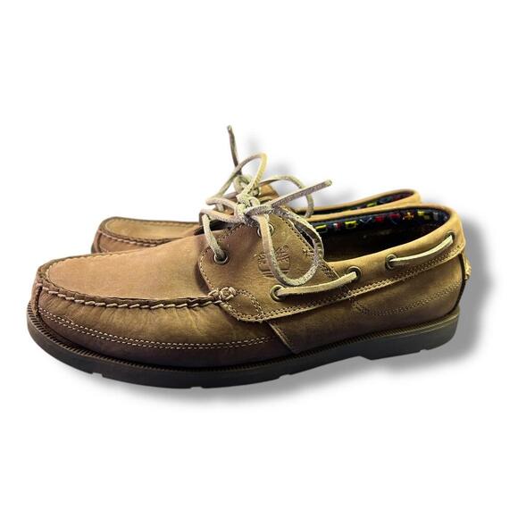 Timberland Boat Shoes Mens 10.5M Leather Tan Brown Rubber Sole 5229R - Picture 5 of 11